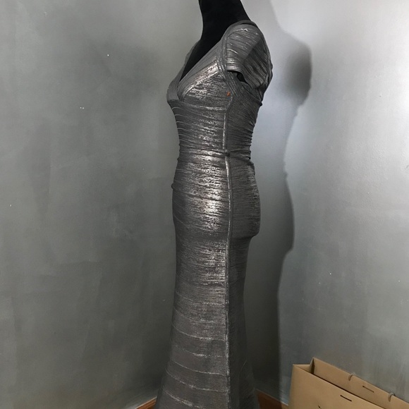 Sold Herve Leger gunmetal Dress - Picture 2 of 8
